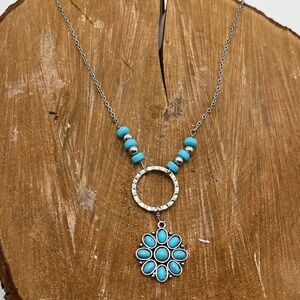 Silver and Blue Pendant Necklace